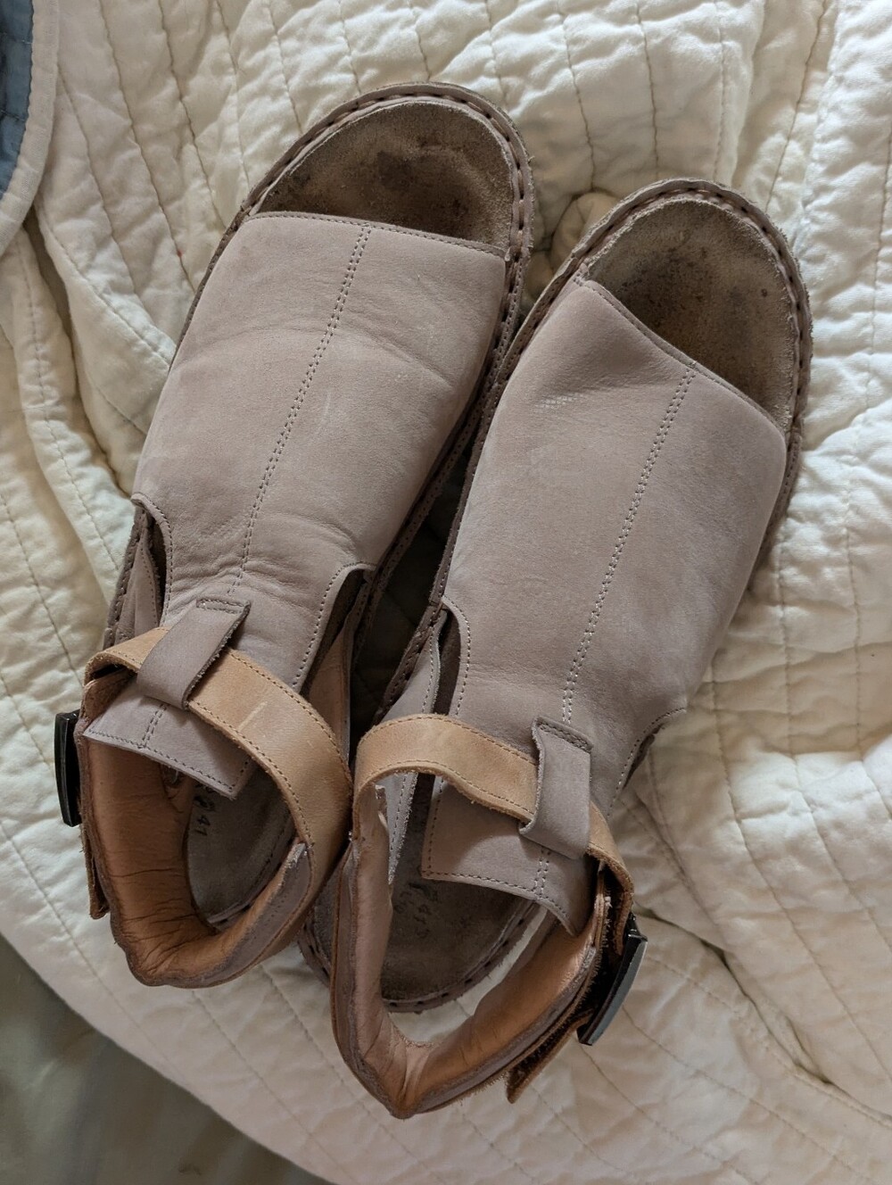 NAOT Suede Sandals in Taupe